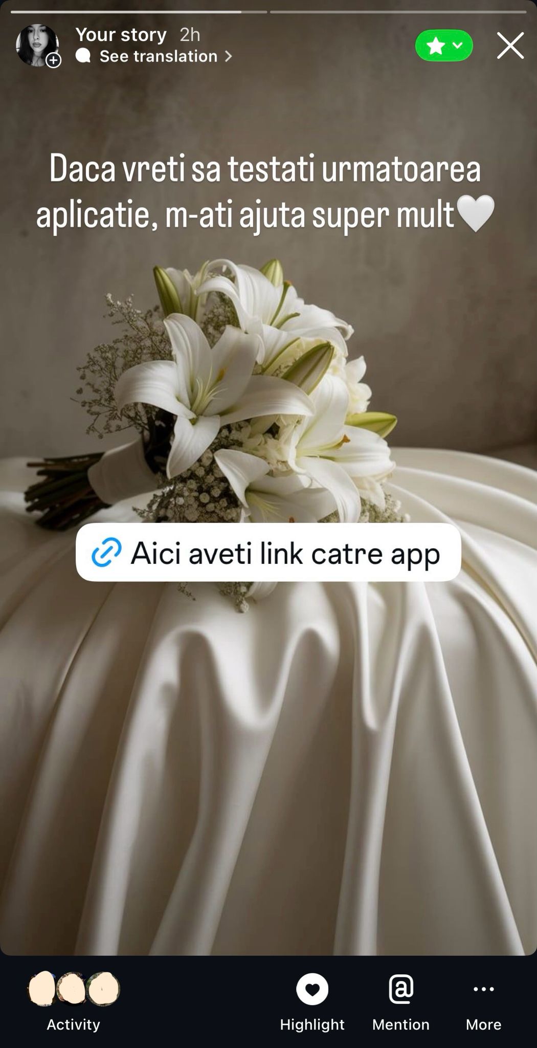 Instagram Story distribuție MVP 2